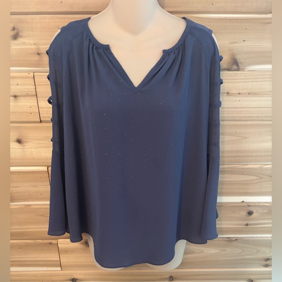 Jennifer Lopez Navy Blue Blouse with Sparkles - Picture 1 of 4
